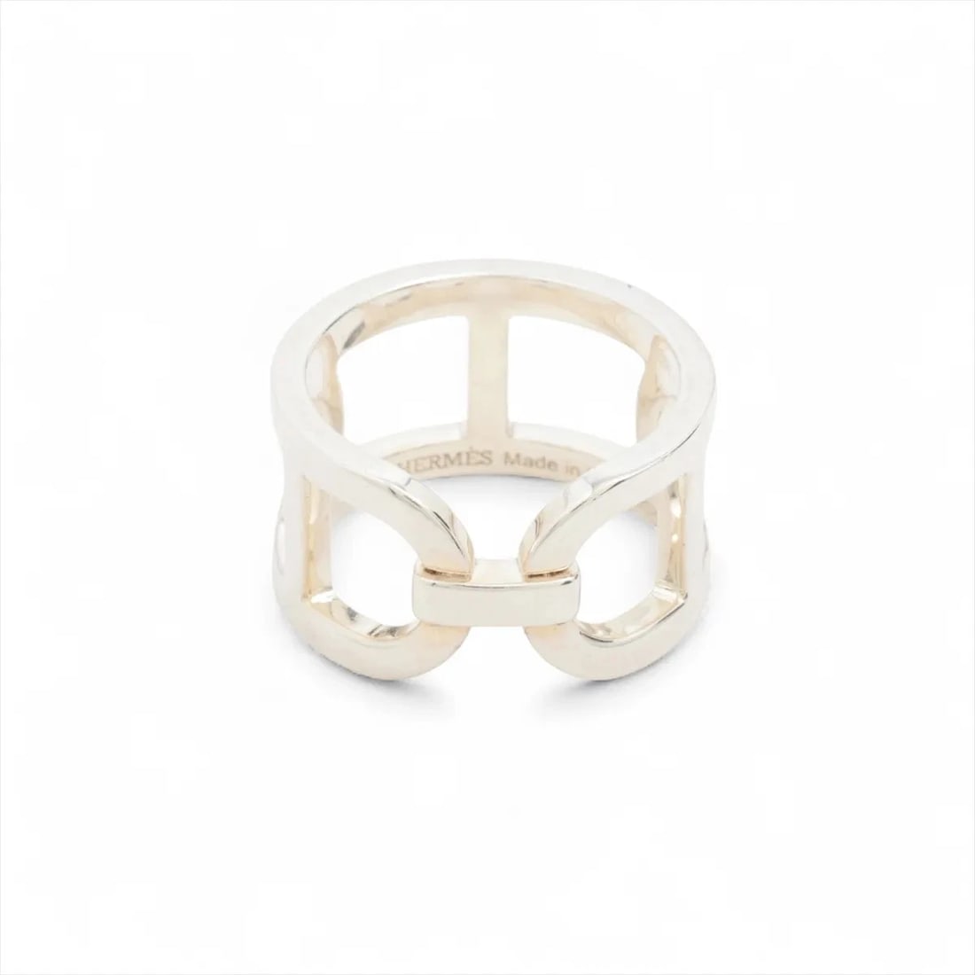 HERMES EVER CHAINE RING 925 SILVER: Hermes Ever Chaine Ring 925 Silver Brand: Hermes Type/Style: Ring Material: 925 Color: Silver Size: 5.25 US Accessories: None Accessories Notice: When purchasing pre-owned goods, please refer to the