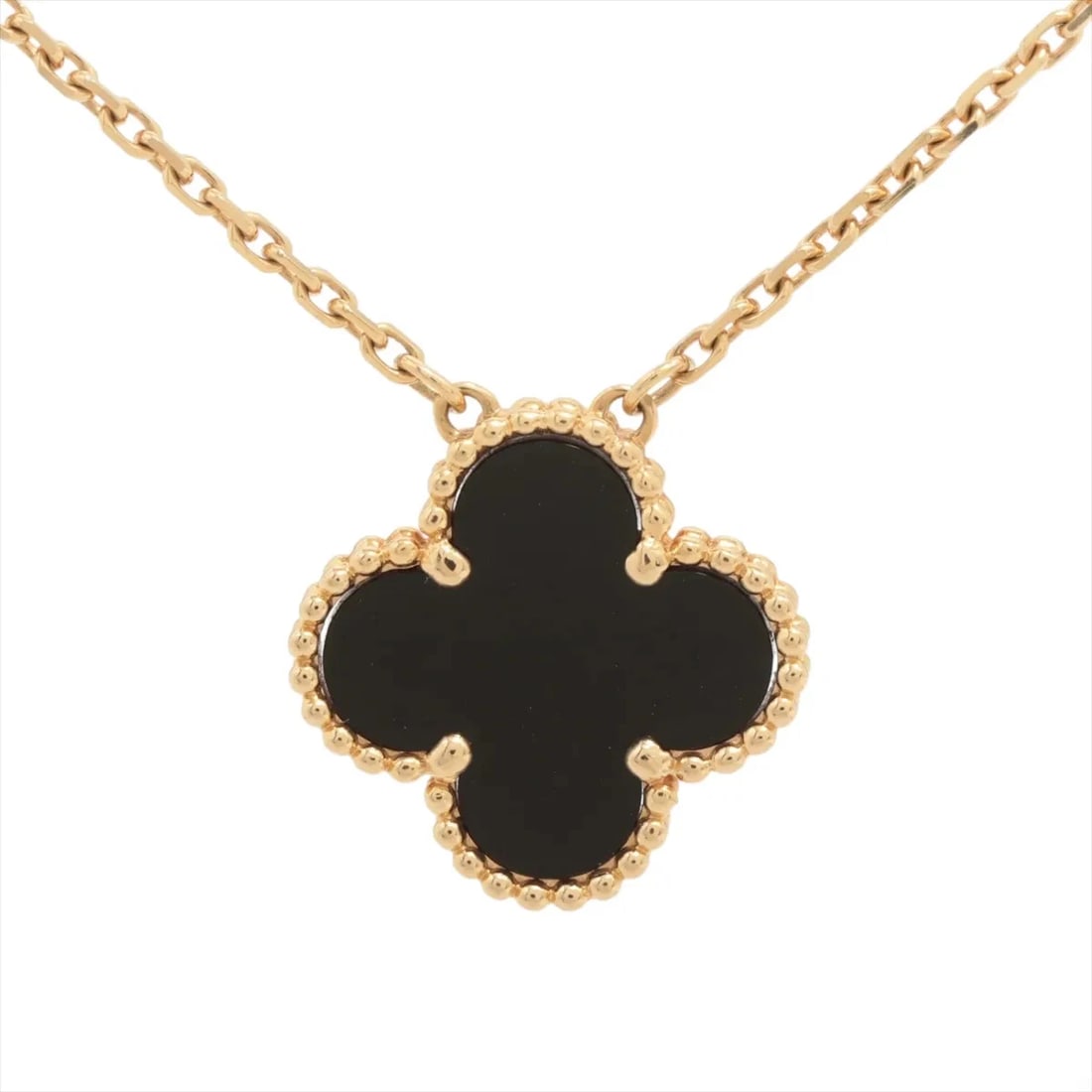 VAN CLEEF & ARPELS ONYX NECKLACE 750(YG): Van Cleef & Arpels Onyx Necklace 750(YG) Brand: Van Cleef & Arpels Type/Style: Necklace Material: 750(YG) Color: Yellow Gold Size: Chain length:41.8cm Accessories: None Accessories Notice: When