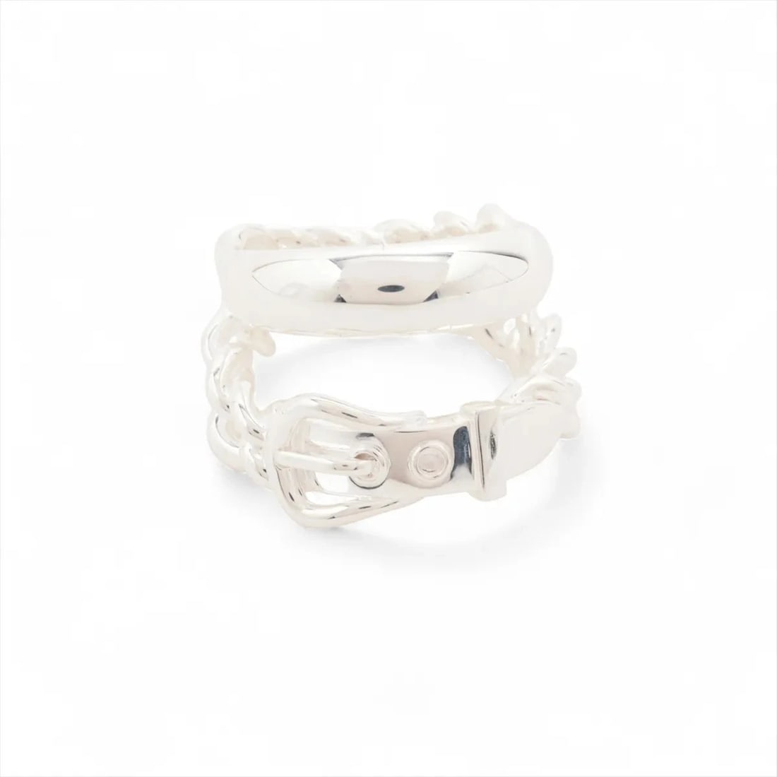 HERMES BOUCLES SERIE UNFLEXIBLES RING 925 SILVER: Hermes Boucles Serie unflexibles Ring 925 Silver Brand: Hermes Type/Style: Ring Material: 925 Color: Silver Size: 5.25 US Accessories: None Accessories Notice: When purchasing pre-owned goods, please