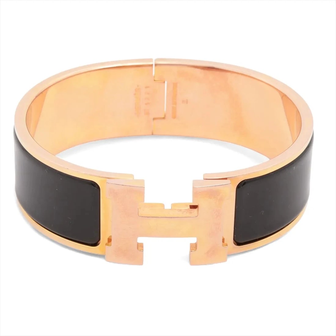 HERMES CLICK H BANGLE BANGLE GP BLACK?GOLD: Hermes click h bangle Bangle GP Black?Gold Brand: Hermes Type/Style: Bracelet Material: GP Color: Black?Gold Size: Bracelet length:16.5cm Accessories: None Accessories Notice: When purchasing
