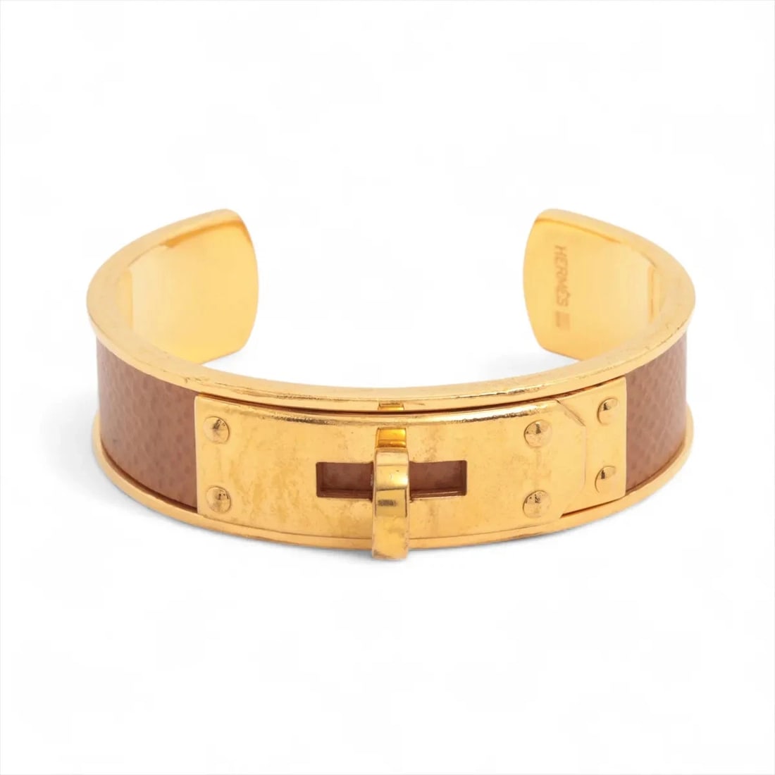 HERMES KELLY BANGLE GP & LEATHER GOLD X BROWN: Hermes Kelly Bangle GP & Leather Gold x brown Brand: Hermes Type/Style: Bracelet Material: GP & Leather Color: Gold x brown Size: Bracelet length:15cm Accessories: None Accessories Notice: