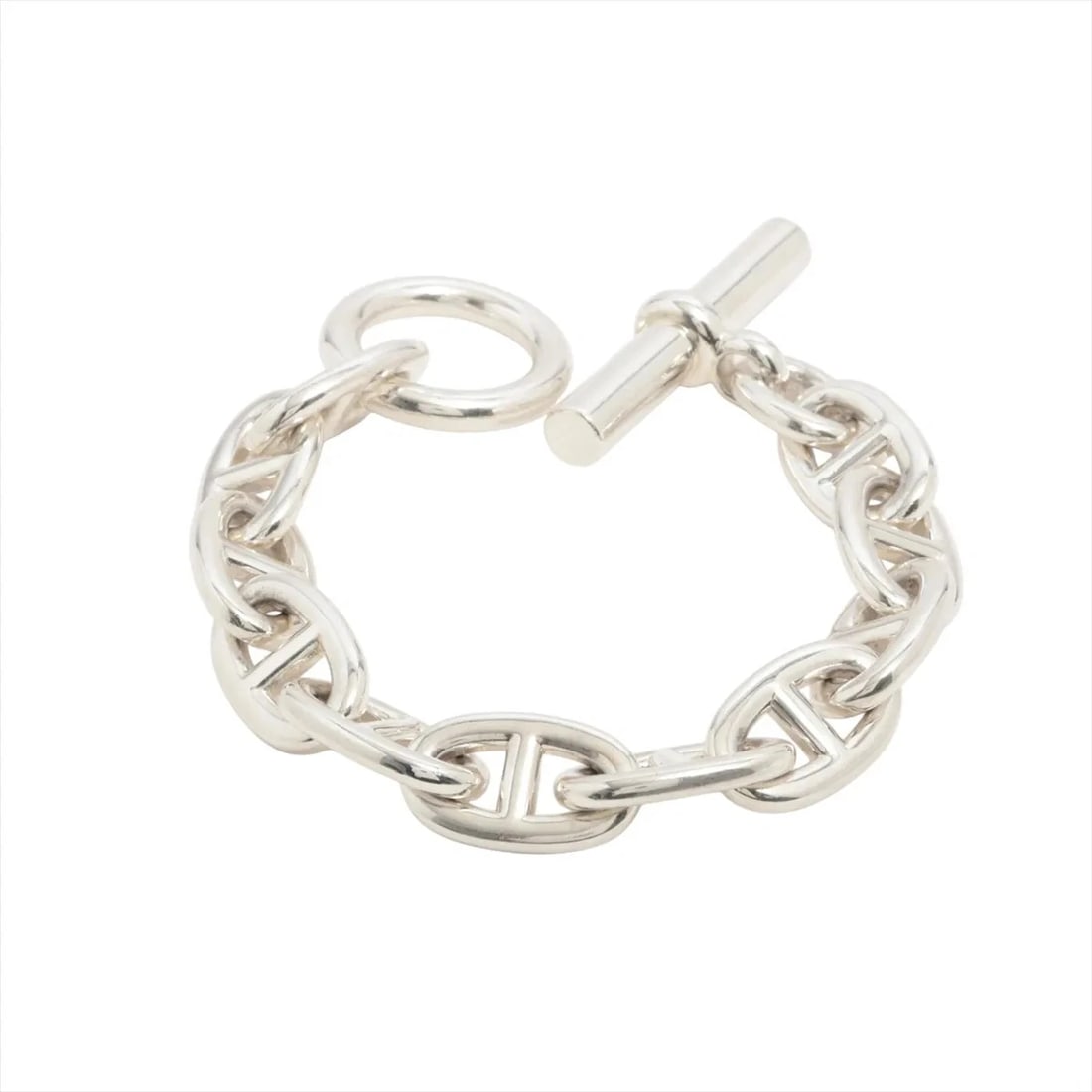 HERMES CHAINE D'ANCRE TGM BRACELET 925 SILVER: Hermes Chaine d'Ancre TGM Bracelet 925 Silver Brand: Hermes Type/Style: Bracelet Material: 925 Color: Silver Size: Bracelet length:16.5cm Accessories: None Accessories Notice: When purchasing