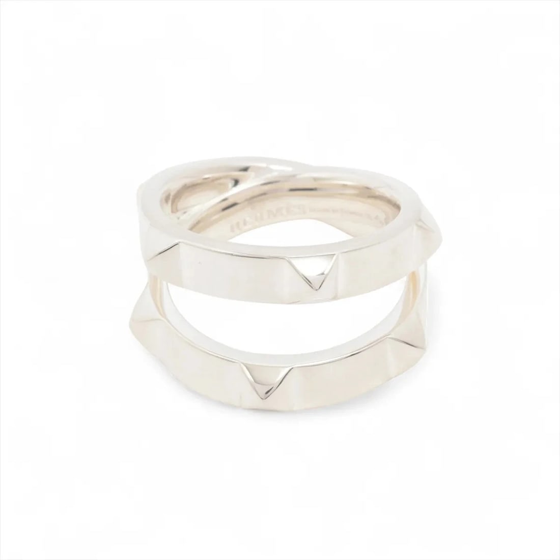 HERMES CRUDU H DOUBLE RING 925 SILVER: Hermes Crudu H double Ring 925 Silver Brand: Hermes Type/Style: Ring Material: 925 Color: Silver Size: 6 US Accessories: None Accessories Notice: When purchasing pre-owned goods, please refer to the