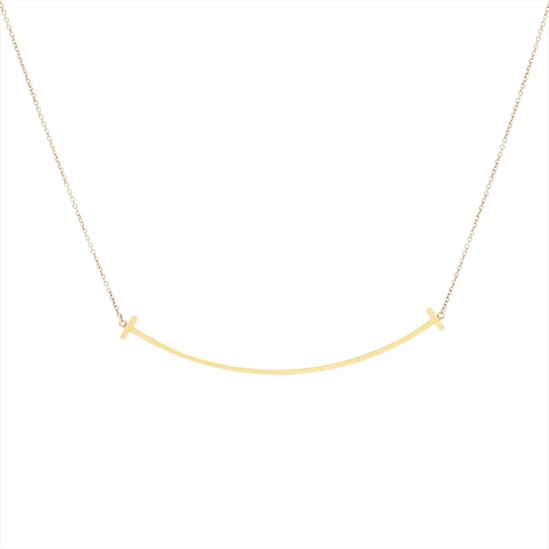 TIFFANY T SMILE LARGE NECKLACE 750(YG): Tiffany T Smile Large Necklace 750(YG) Brand: Tiffany Type/Style: Necklace Material: 750(YG) Color: Yellow Gold Size: Chain length:45.3cm Accessories: None Accessories Notice: When purchasing