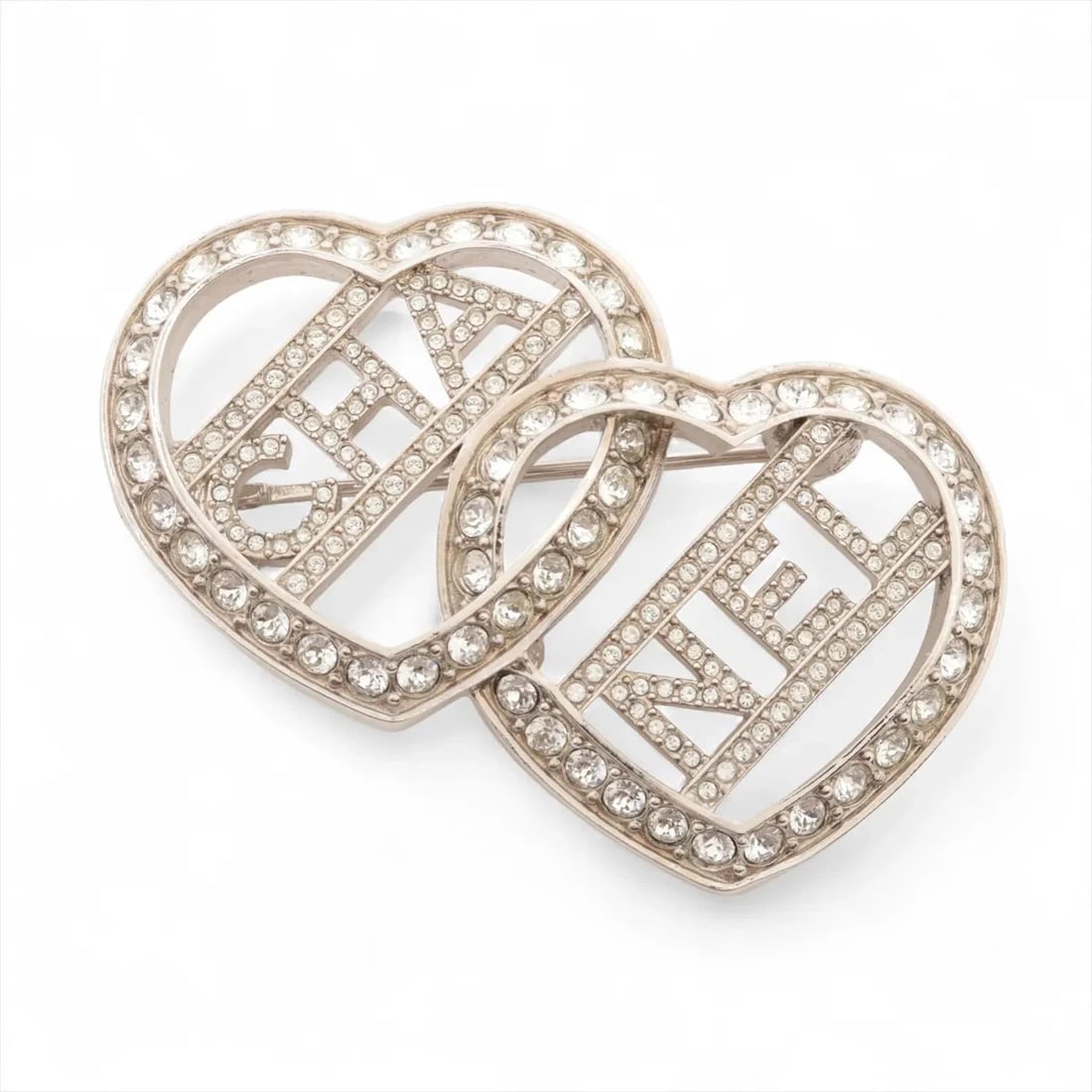 CHANEL LOGO BROOCH GP?RHINESTONE SILVER: Chanel Logo Brooch GP?Rhinestone Silver Brand: Chanel Type/Style: Brooch Material: GP?Rhinestone Color: Silver Size: none Accessories: None Accessories Notice: When purchasing pre-owned goods, please