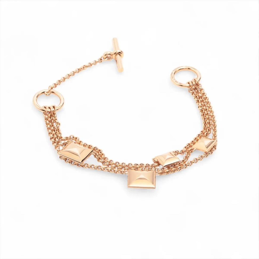 HERMES CRUDU H BRACELET 750(PG): Hermes Crudu H Bracelet 750(PG) Brand: Hermes Type/Style: Bracelet Material: 750(PG) Color: Pink Gold Size: Bracelet length:17.5cm Accessories: None Accessories Notice: When purchasing pre-owned