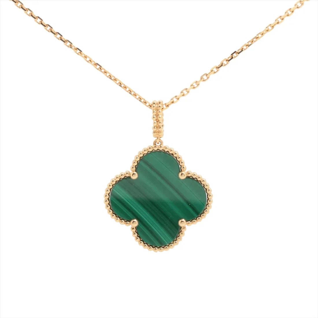 VAN CLEEF & ARPELS MAGIC ALHAMBRA LONG MALACHITE NECKLACE 750(YG): Van Cleef & Arpels Magic Alhambra Long Malachite Necklace 750(YG) Brand: Van Cleef & Arpels Type/Style: Necklace Material: 750(YG) Color: YG Size: Chain length:51.1cm Accessories: None Accessories