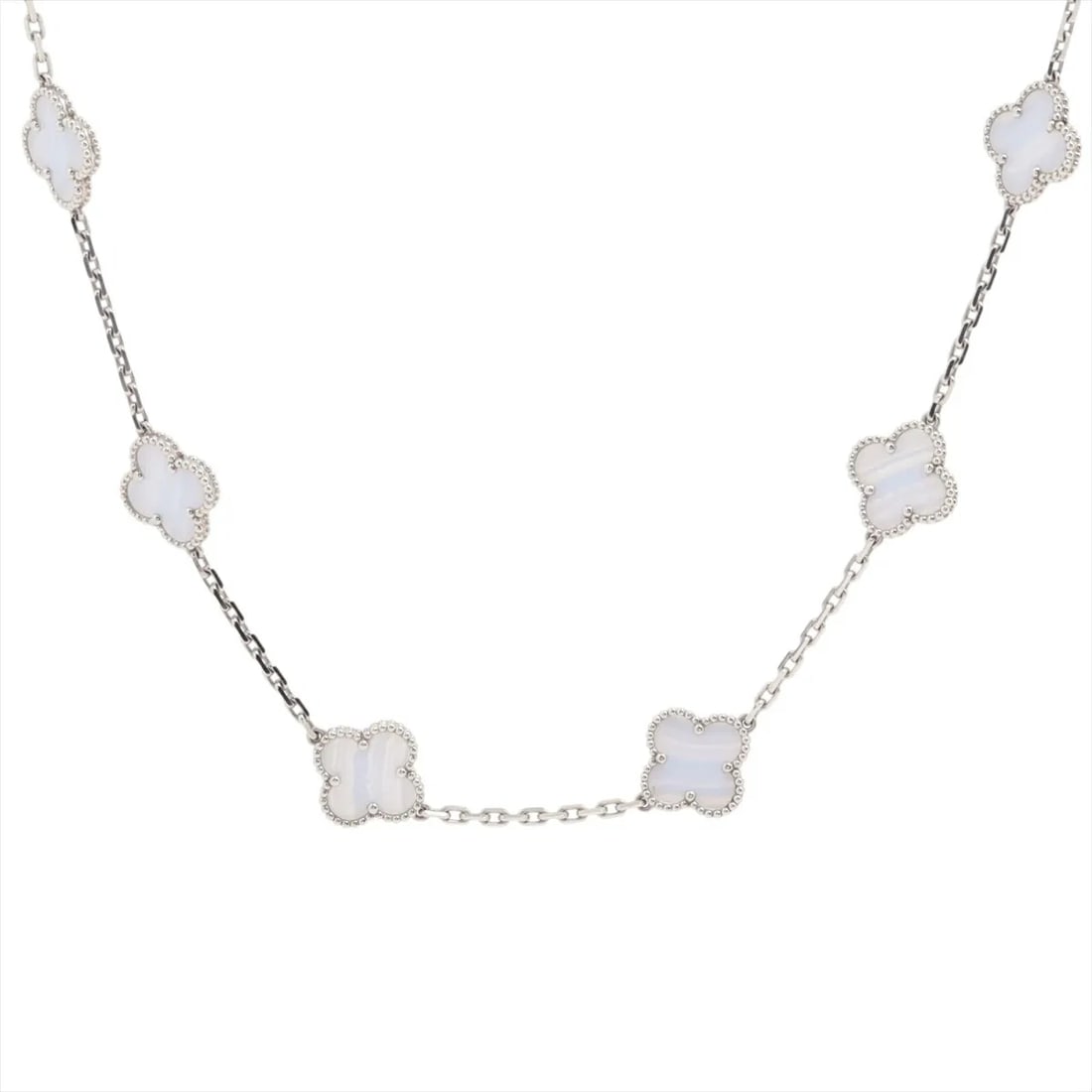 VAN CLEEF & ARPELS BCHALCEDONY NECKLACE 750(WG): Van Cleef & Arpels bChalcedony Necklace 750(WG) Brand: Van Cleef & Arpels Type/Style: Necklace Material: 750(WG) Color: White Gold Size: Chain length:43.3cm Accessories: None Accessories N
