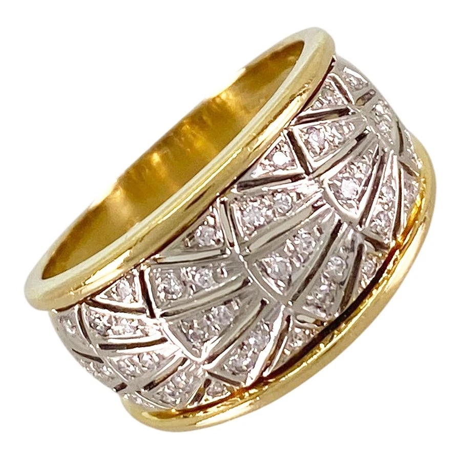 RING YELLOW GOLD WHITE GOLD DIAMOND: Ring Yellow gold White gold Diamond Brand: Unsigned Jewelry Type/Style: Ring Material: 18K Yellow Gold 18K White Gold Color: YG WG Size: US 7 Accessories: None Accessories Notice: When purchasing