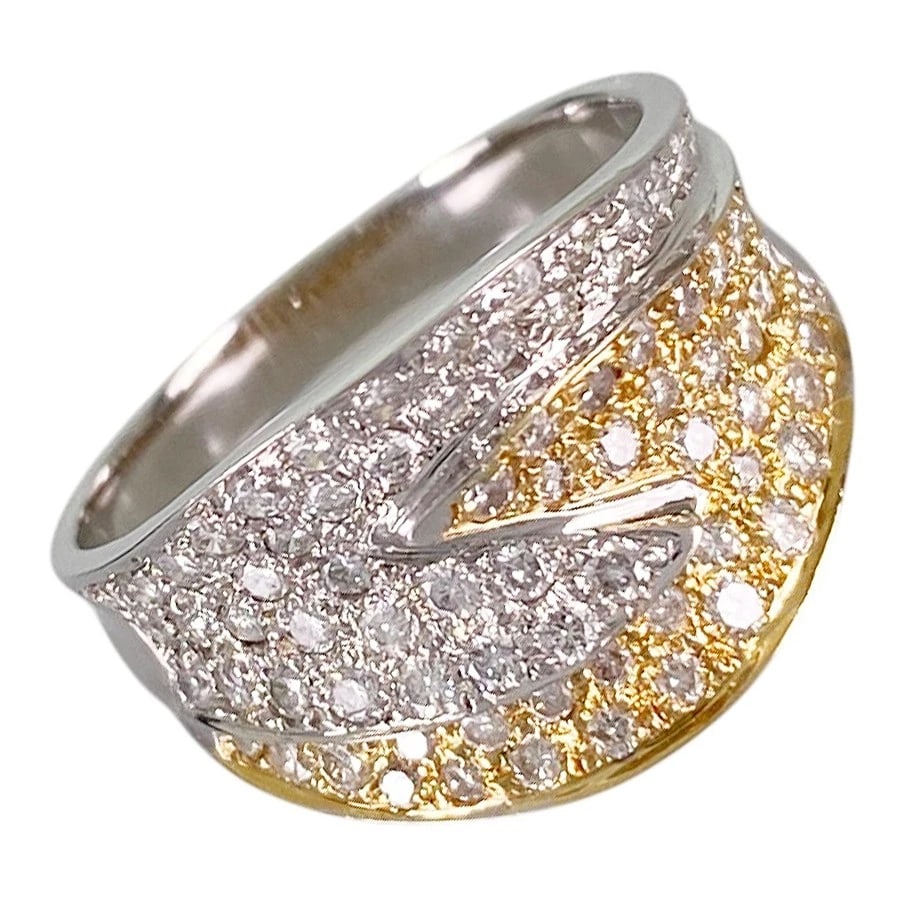 RING YELLOW GOLD WHITE GOLD DIAMOND: Ring Yellow gold White gold Diamond Brand: Unsigned Jewelry Type/Style: Ring Material: 18K Yellow Gold 18K White Gold Color: YG WG Size: US 7.5 Accessories: None Accessories Notice: When purchasing