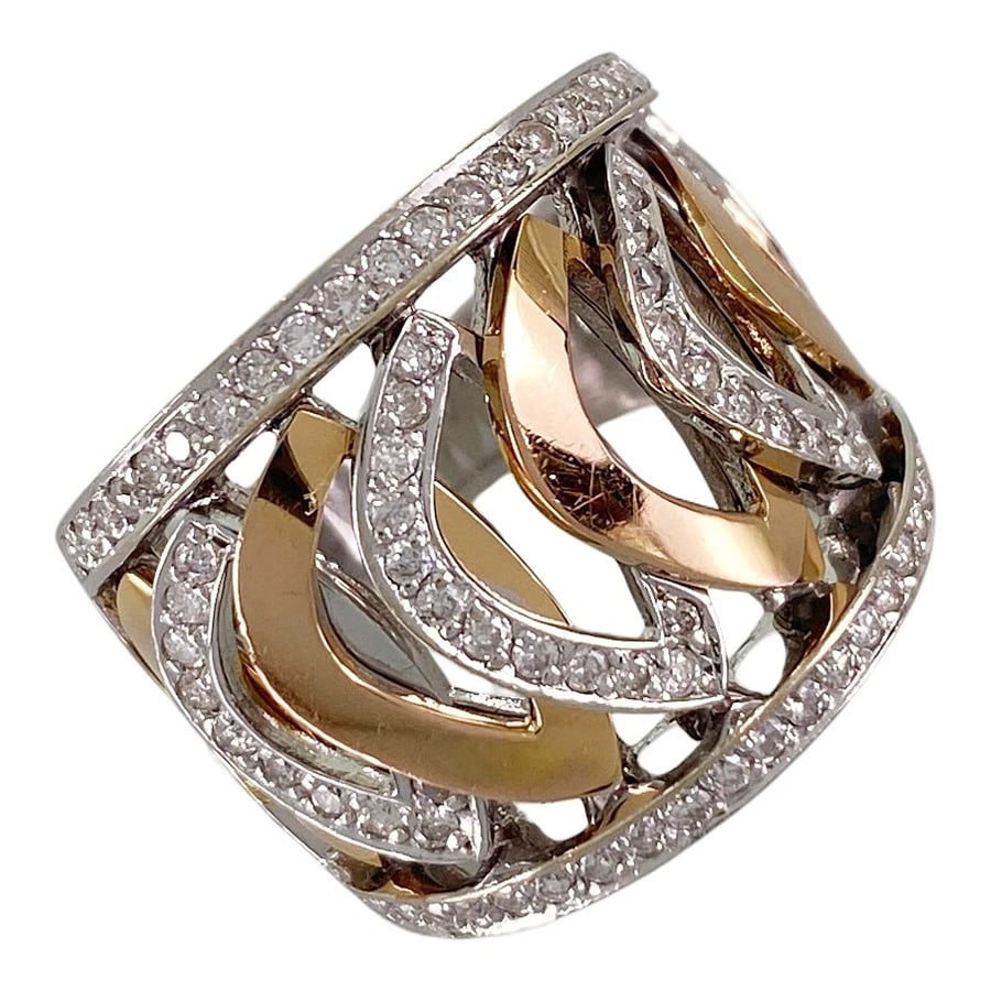 RING WHITE GOLD ROSE GOLD DIAMOND: Ring White gold Rose gold Diamond Brand: Unsigned Jewelry Type/Style: Ring Material: 18K White Gold 18K Rose Gold Color: WG RG Size: US 6 Accessories: None Accessories Notice: When purchasing