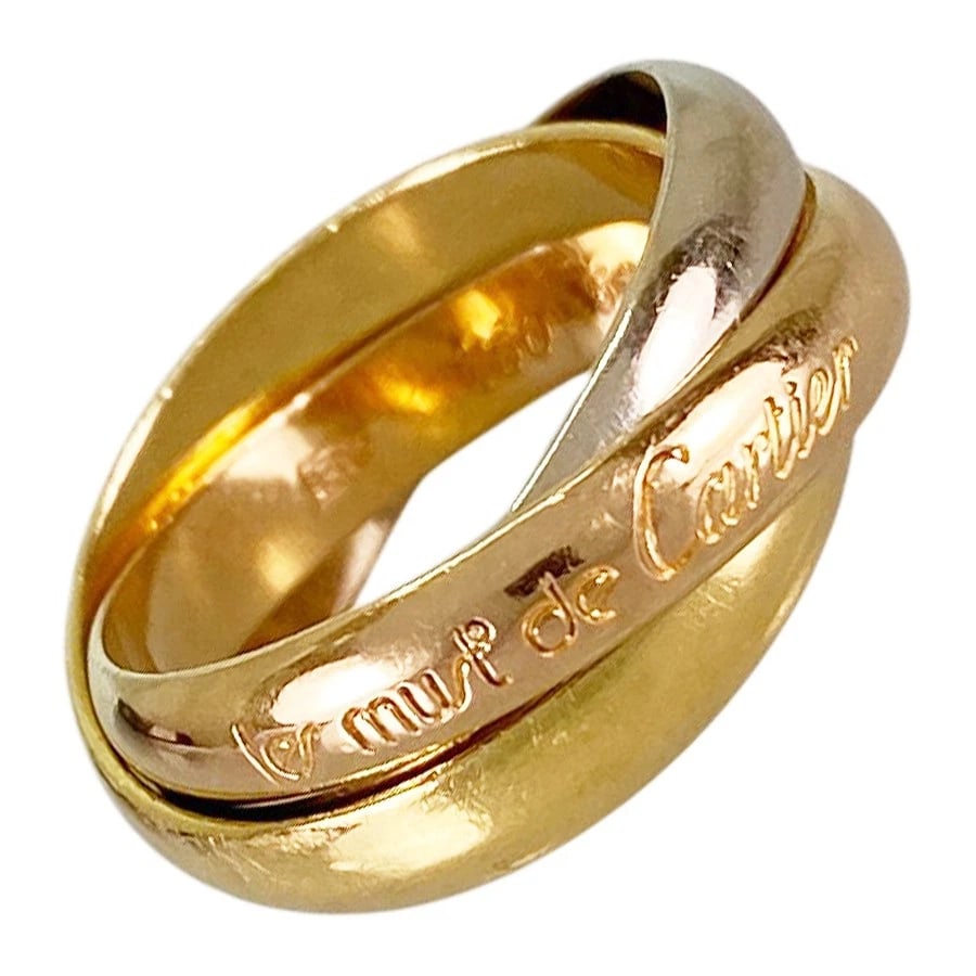 CARTIER TRINITY YELLOW GOLD RING: Cartier Trinity Yellow gold Ring Brand: Cartier Type/Style: Ring Material: 18K Yellow Gold 18K White Gold 18K Rose Gold Color: YG WG RG Size: US 6 Accessories: None Accessories Notice: Whe
