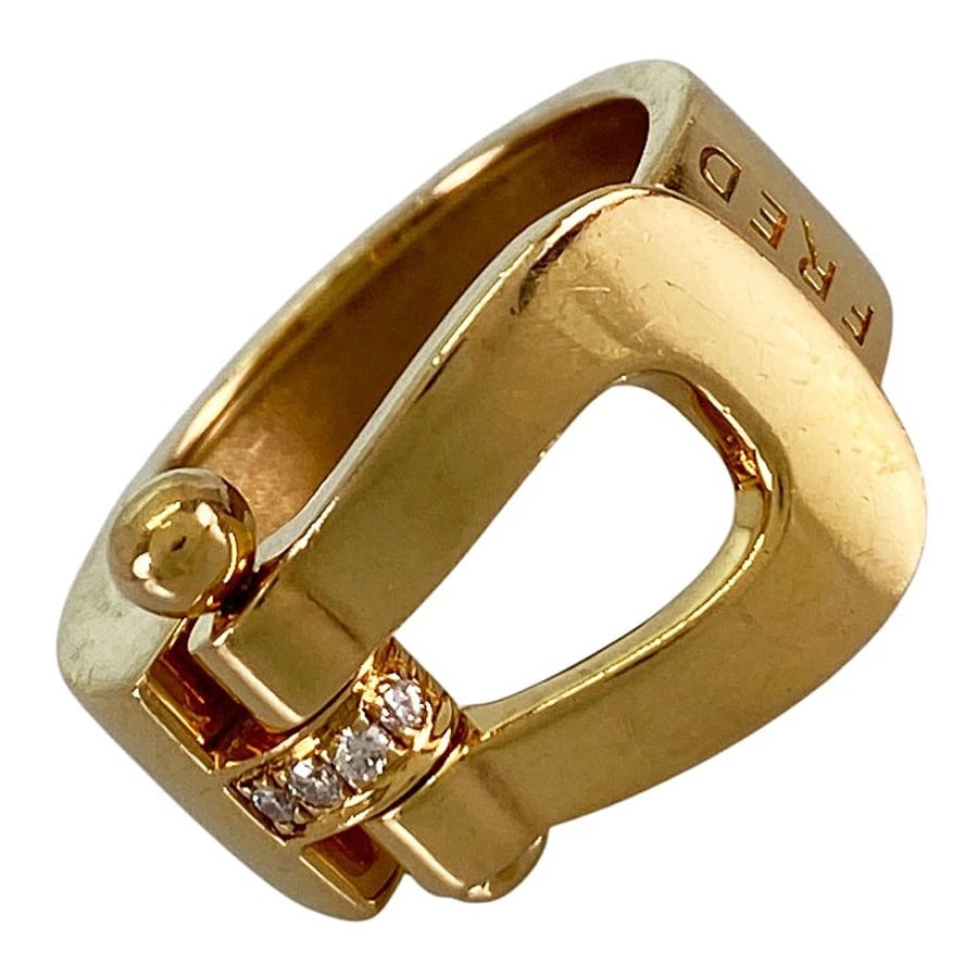 FRED FORCE 10 LARGE YELLOW GOLD DIAMOND RING: FRED Force 10 Large Yellow gold Diamond Ring Brand: FRED Type/Style: Ring Material: 18K Yellow Gold Color: Gold Size: US 6 Accessories: None Accessories Notice: When purchasing pre-owned goods,