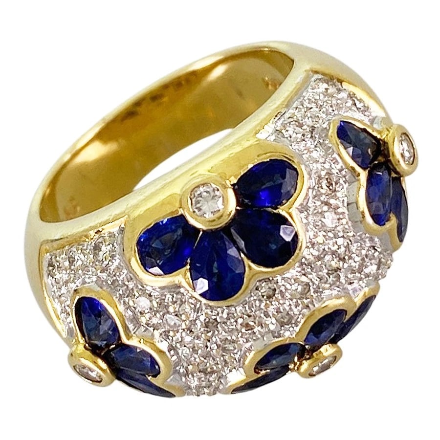 RING YELLOW GOLD SAPPHIRE DIAMOND: Ring Yellow gold Sapphire Diamond Brand: Unsigned Jewelry Type/Style: Ring Material: 18K Yellow Gold Color: Gold Size: US 6-6.5 Accessories: None Accessories Notice: When purchasing pre-owned goods,