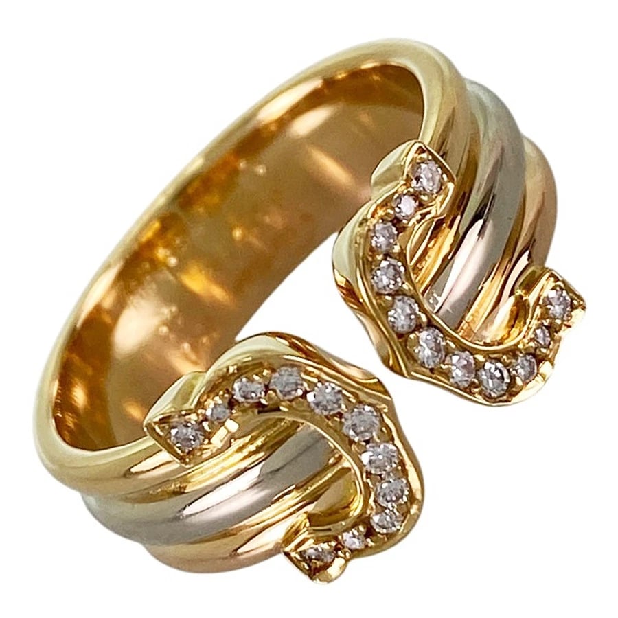 CARTIER TRINITY YELLOW GOLD DIAMOND RING: Cartier Trinity Yellow gold Diamond Ring Brand: Cartier Type/Style: Ring Material: 18K Yellow Gold 18K White Gold 18K Rose Gold Color: YG WG RG Size: US 4.5 Accessories: None Accessories Notice: When