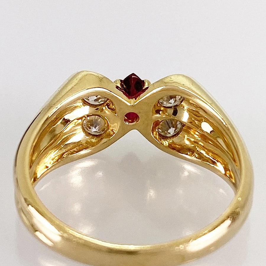 VAN CLEEF & ARPELS CERIA YELLOW GOLD RUBY DIAMOND RING - 4