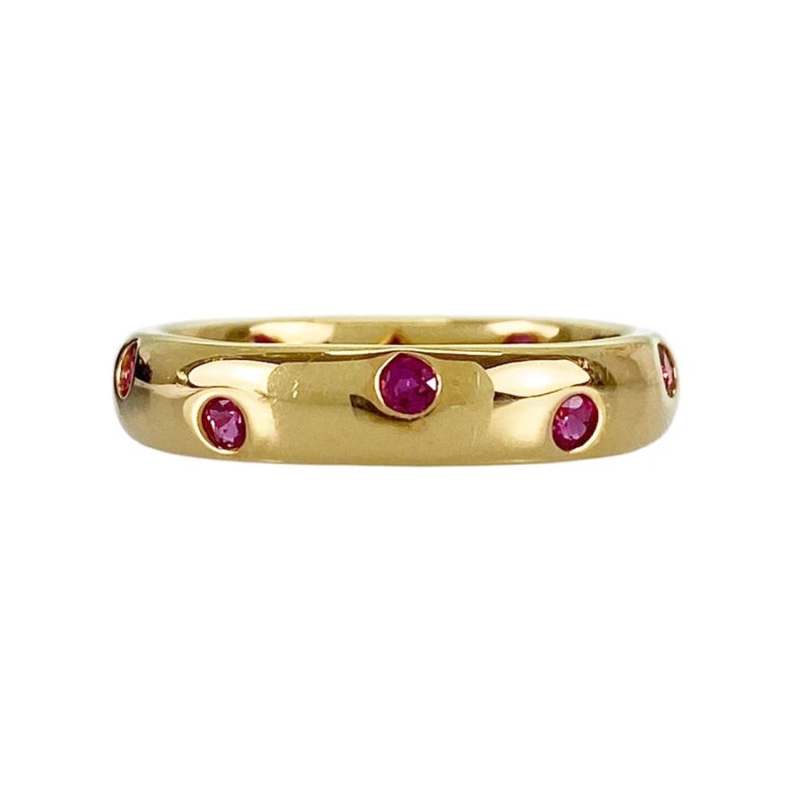 TIFFANY&CO. DOTS YELLOW GOLD RUBY RING - 2