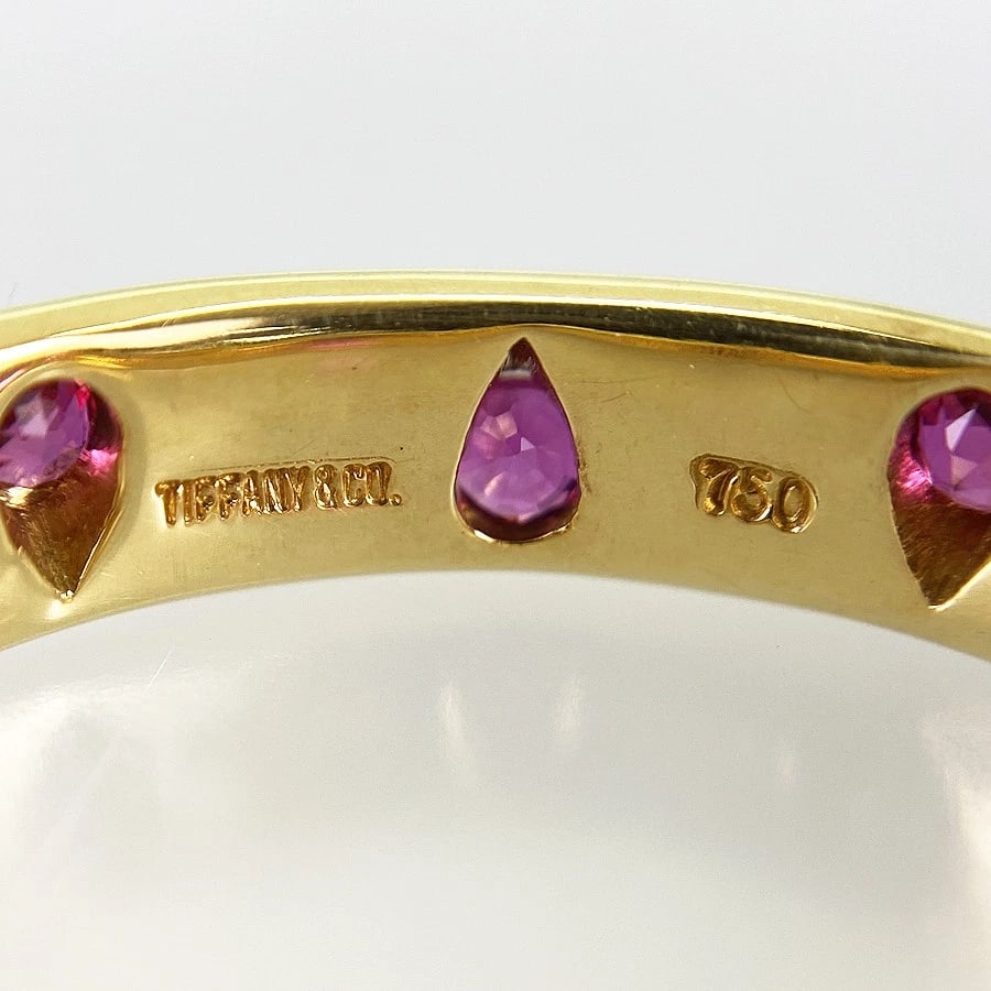 TIFFANY&CO. DOTS YELLOW GOLD RUBY RING - 5