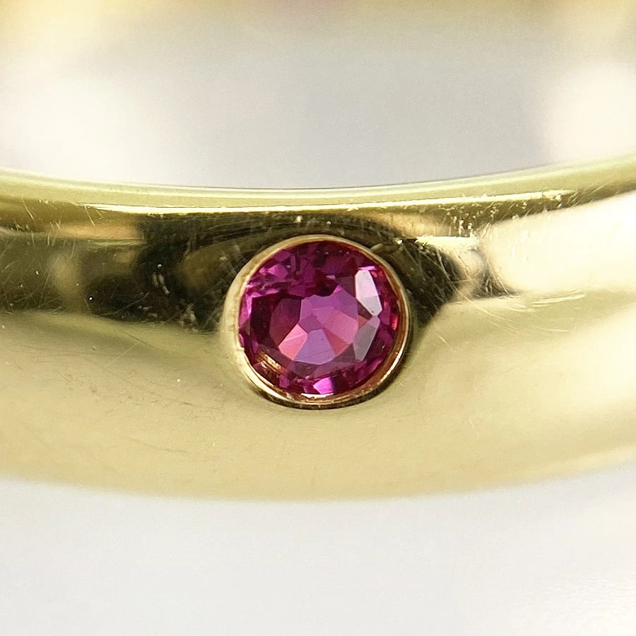 TIFFANY&CO. DOTS YELLOW GOLD RUBY RING - 6