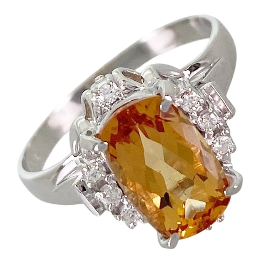 RING PLATINUM TOPAZ DIAMOND: Ring Platinum Topaz Diamond Brand: Unsigned Jewelry Type/Style: Ring Material: Platinum 900 Main Stone Topaz Color: Silver Size: US 7.5-8 Accessories: None Accessories Notice: When purchasing