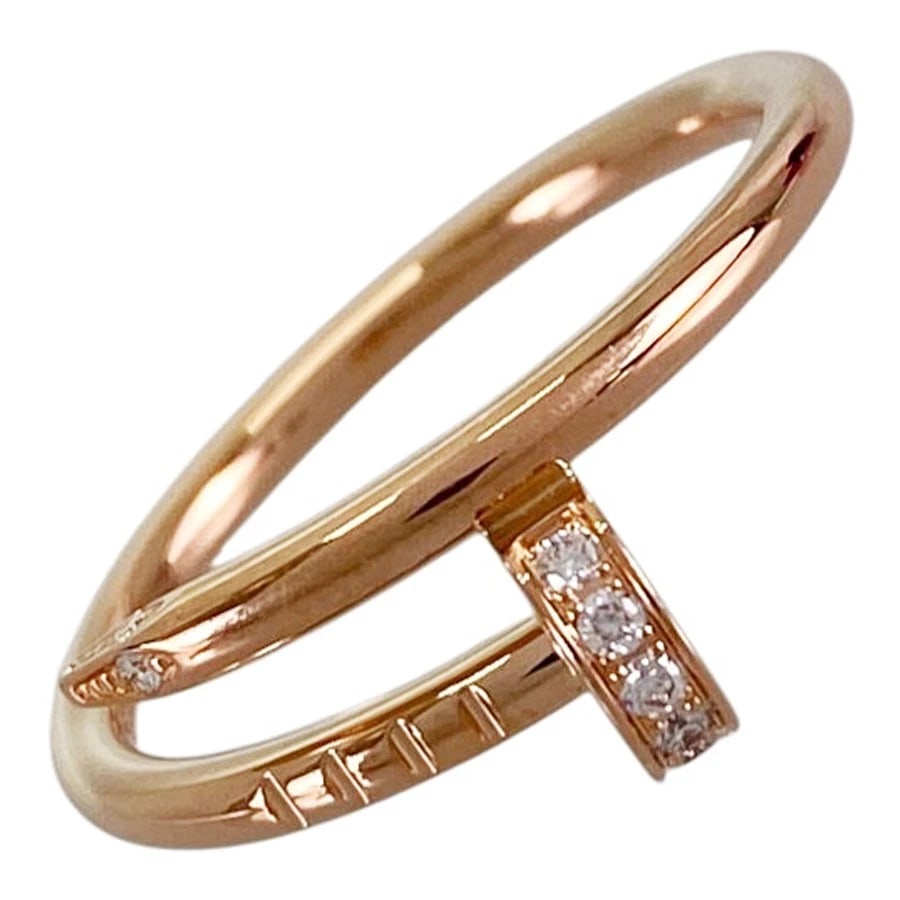 CARTIER JUSTE UN CLOU ROSE GOLD DIAMOND RING: Cartier Juste un Clou Rose gold Diamond Ring Brand: Cartier Type/Style: Ring Material: 18K Rose Gold Color: RG Size: US 5.5 Accessories: None Accessories Notice: When purchasing pre-owned goods,