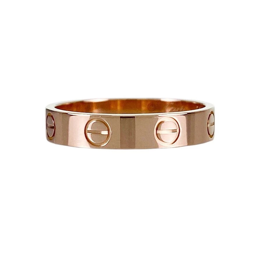CARTIER MINI LOVE ROSE GOLD RING: Cartier Mini Love Rose gold Ring Brand: Cartier Type/Style: Ring Material: 18K Rose Gold Color: RG Size: US 6 Accessories: None Accessories Notice: When purchasing pre-owned goods, please refer to