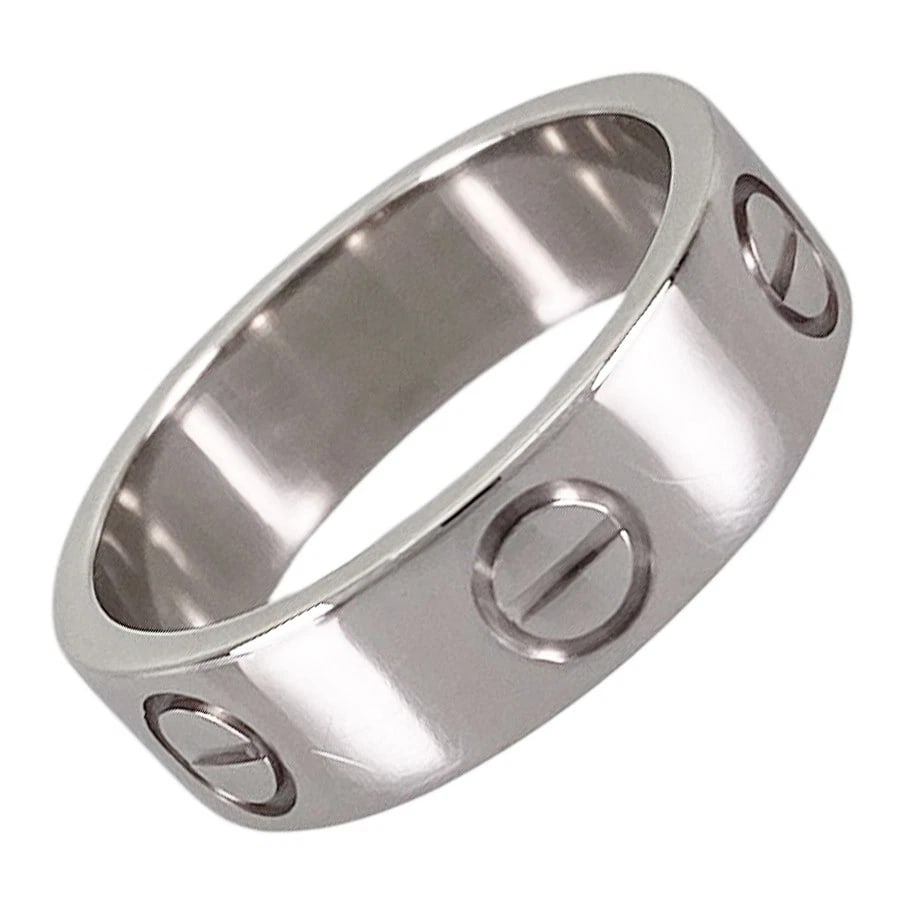 CARTIER LOVE WHITE GOLD RING: Cartier Love White gold Ring Brand: Cartier Type/Style: Ring Material: 18K White Gold Color: Silver Size: US 5.5 Accessories: None Accessories Notice: When purchasing pre-owned goods, please refer to