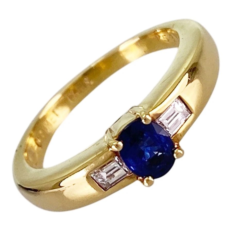 CHAUMET YELLOW GOLD SAPPHIRE DIAMOND RING: Chaumet Yellow gold Sapphire Diamond Ring Brand: Chaumet Type/Style: Ring Material: 18K Yellow Gold Main Stone Sapphire Color: Gold Size: US 3.5 Accessories: None Accessories Notice: When purchasing