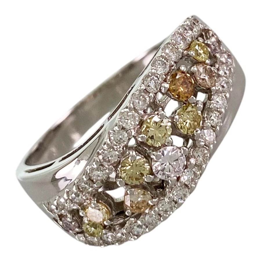 RING WHITE GOLD DIAMOND: Ring White gold Diamond Brand: Unsigned Jewelry Type/Style: Ring Material: 18K White Gold Color: Silver Size: US 8 Accessories: None Accessories Notice: When purchasing pre-owned goods, please refer