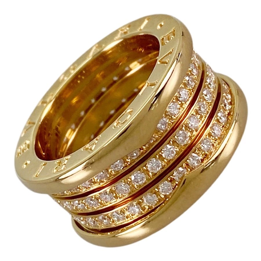 BVLGARI B.ZERO1 4 BANDS FULL DIAMOND YELLOW GOLD DIAMOND RING: BVLGARI B.zero1 4 bands full diamond Yellow gold Diamond Ring Brand: BVLGARI Type/Style: Ring Material: 18K Yellow Gold Color: Gold Size: US 5-5.5 Accessories: None Accessories Notice: When