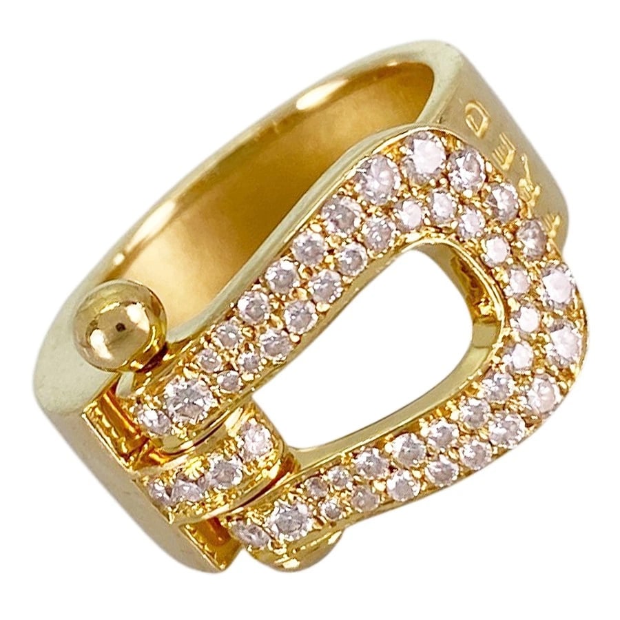 FRED FORCE LARGE YELLOW GOLD DIAMOND RING: FRED Force Large Yellow gold Diamond Ring Brand: FRED Type/Style: Ring Material: 18K Yellow Gold Color: Gold Size: US 5.5 Accessories: None Accessories Notice: When purchasing pre-owned goods, please