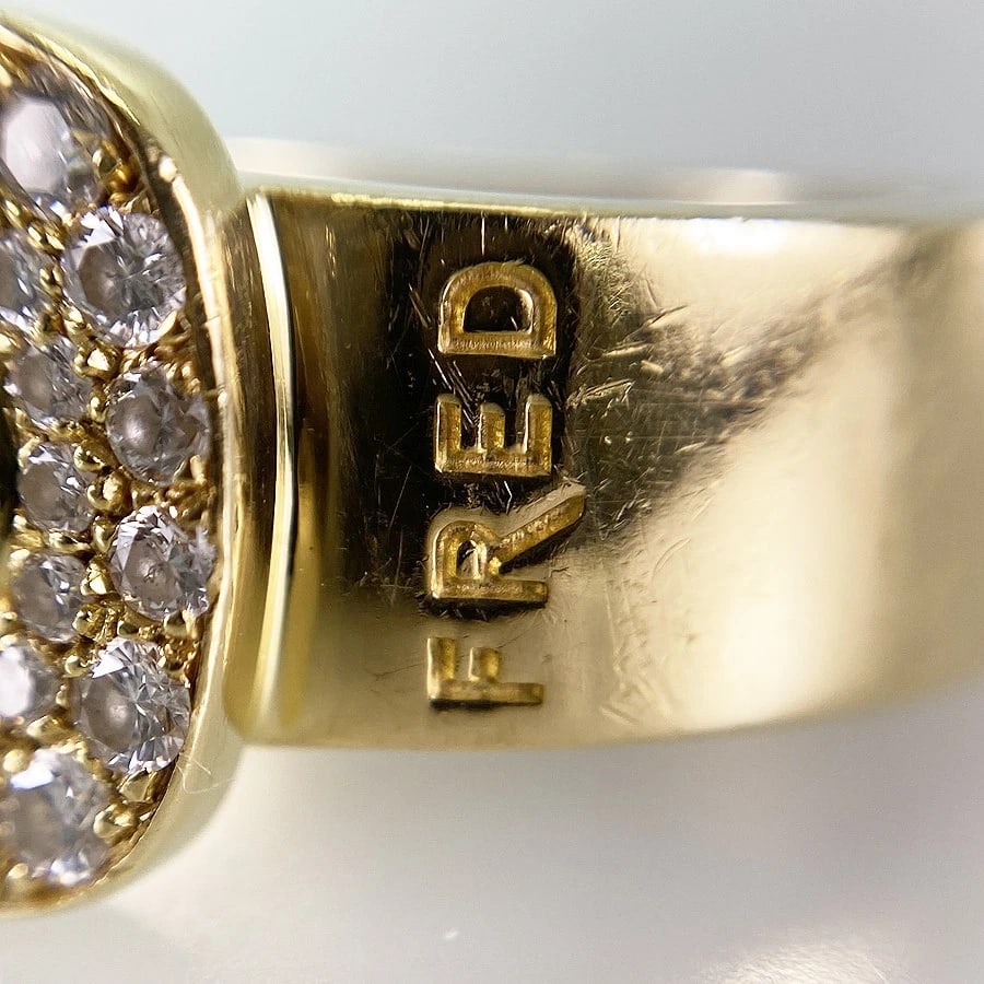 FRED FORCE LARGE YELLOW GOLD DIAMOND RING - 5