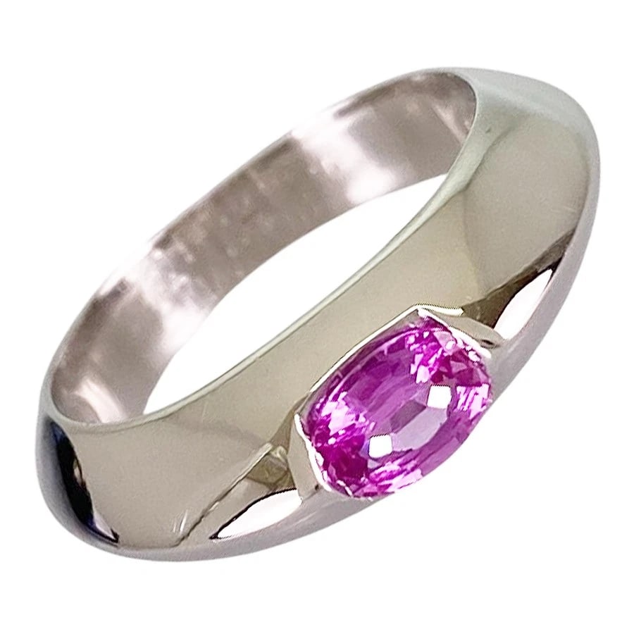 PIAGET AURA WHITE GOLD PINK SAPPHIRE DIAMOND RING: PIAGET aura White gold Pink Sapphire Diamond Ring Brand: PIAGET Type/Style: Ring Material: 18K White Gold Main Stone Sapphire Color: Silver Size: US 6.5 Accessories: None Accessories Notice: When