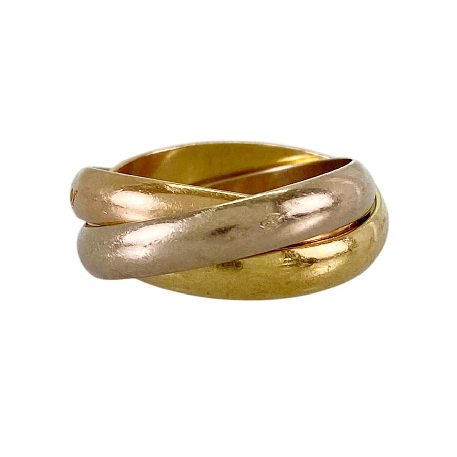 CARTIER TRINITY MM YELLOW GOLD RING: Cartier Trinity MM Yellow gold Ring Brand: Cartier Type/Style: Ring Material: 18K Yellow Gold 18K White Gold 18K Rose Gold Color: YG WG RG Size: US 5.5 Accessories: None Accessories Notice: When