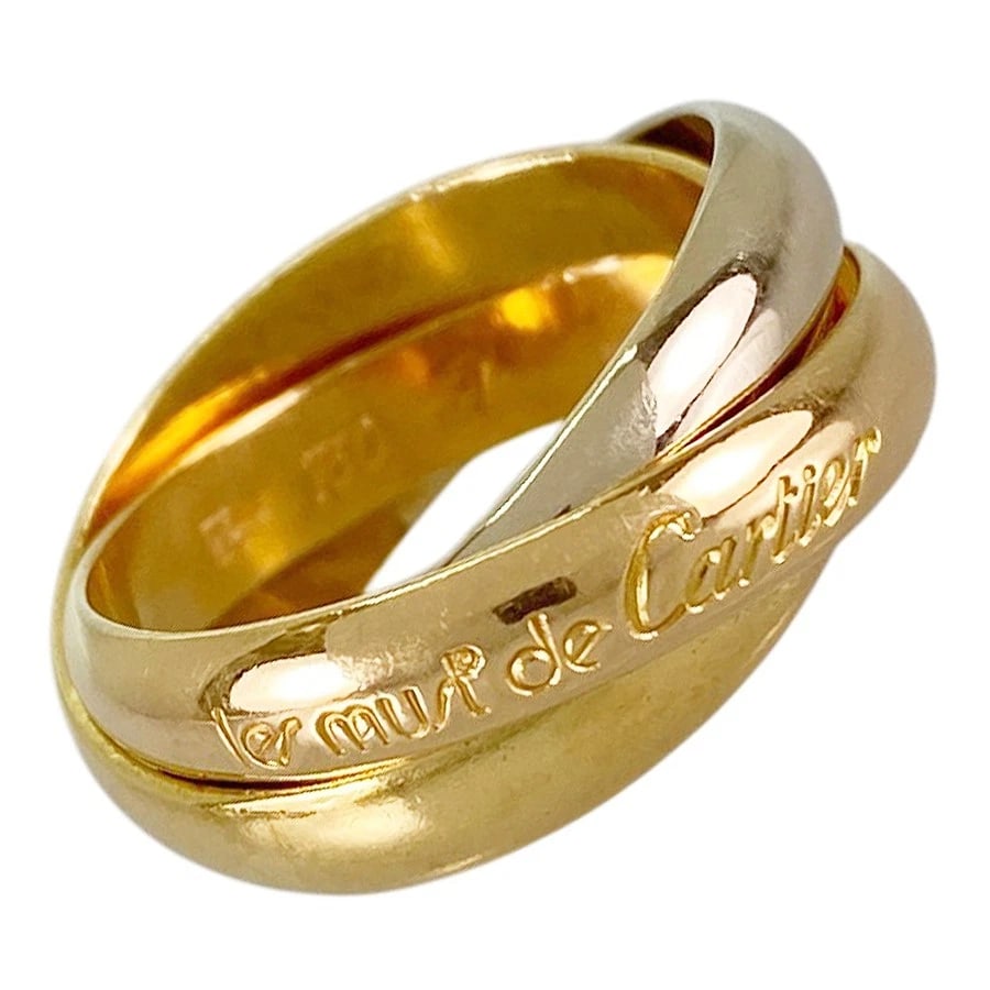 CARTIER TRINITY YELLOW GOLD RING: Cartier Trinity Yellow gold Ring Brand: Cartier Type/Style: Ring Material: 18K Yellow Gold 18K White Gold 18K Rose Gold Color: YG WG RG Size: US 5.5 Accessories: None Accessories Notice: W