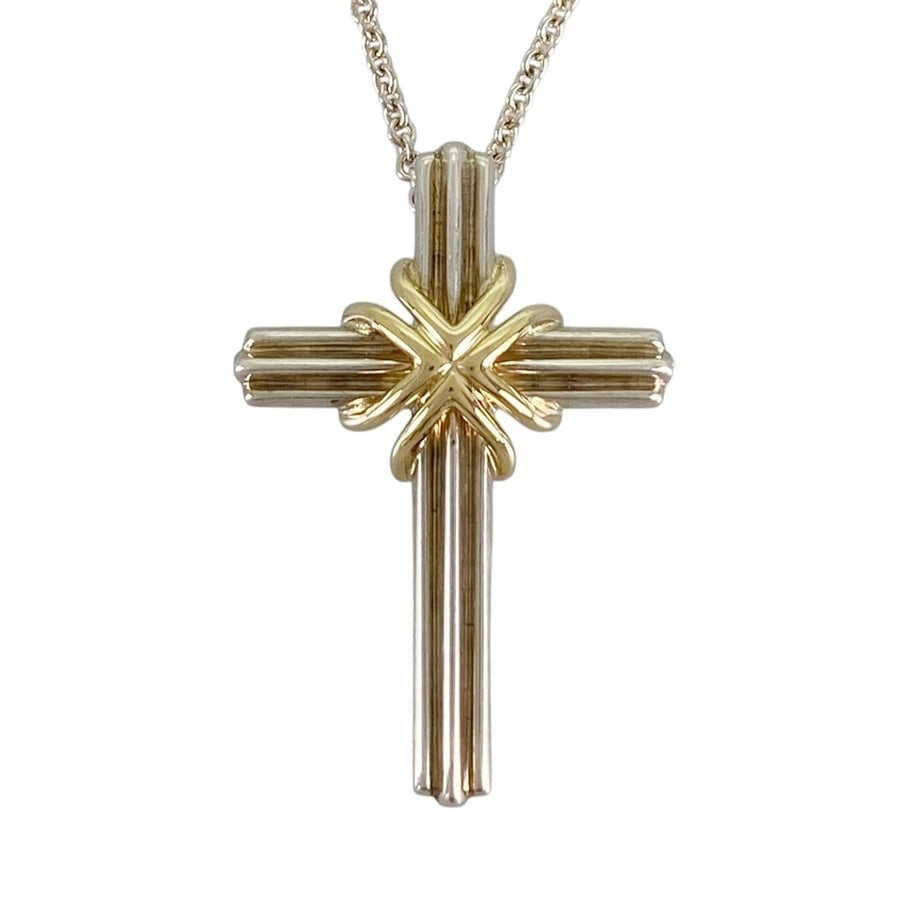 TIFFANY&CO. SIGNATURE CROSS SILVER NECKLACE: TIFFANY&Co. Signature cross Silver Necklace Brand: TIFFANY&Co. Type/Style: Necklace Material: Silver 925 18K Yellow Gold Color: Silver YG Size: Top size:33.1mmx22.1mm Necklace full length:46.5cm