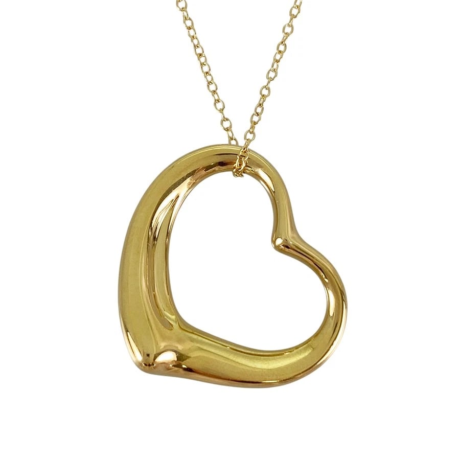 TIFFANY&CO. ELSA PERETTI OPEN HEART YELLOW GOLD LONG NECKLACE: TIFFANY&Co. Elsa Peretti Open heart Yellow gold Long necklace Brand: TIFFANY&Co. Type/Style: Long necklace Material: 18K Yellow Gold Color: Gold Size: Top size:32.0mm34.7mm Necklace full length:76cm