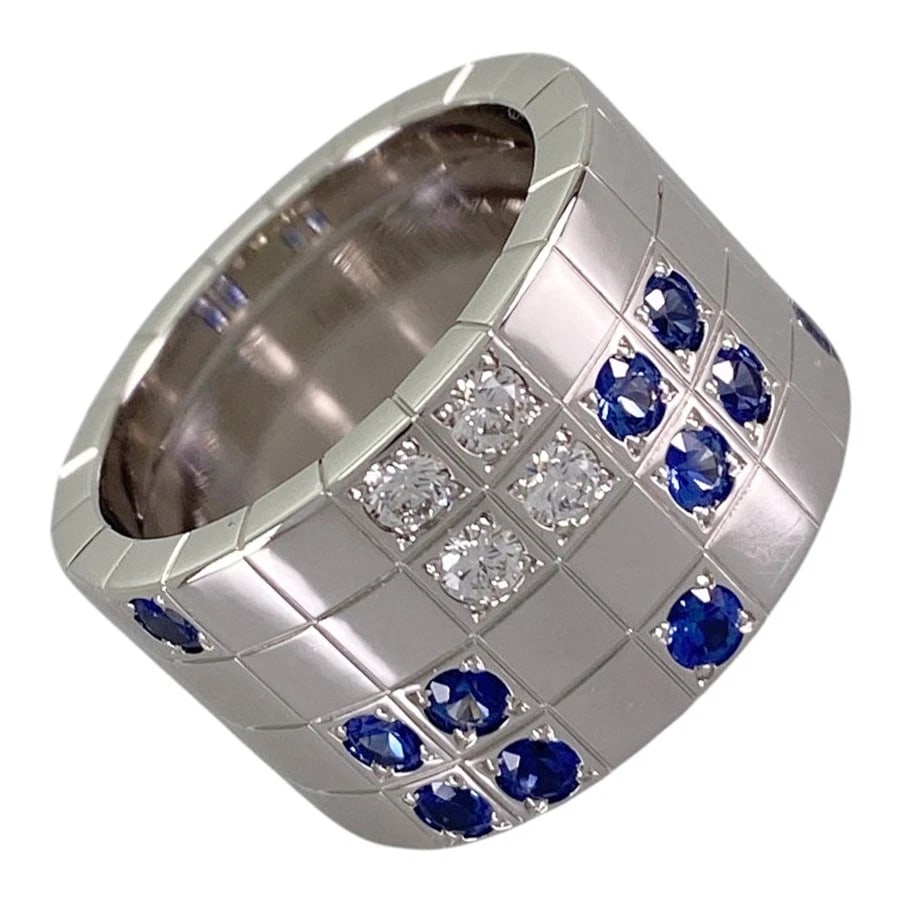 CARTIER PAILLETTES WHITE GOLD DIAMOND SAPPHIRE RING: Cartier Paillettes White gold Diamond Sapphire Ring Brand: Cartier Type/Style: Ring Material: 18K White Gold Main Stone Sapphire Color: Silver Size: US 6 Accessories: None Accessories Notice: When