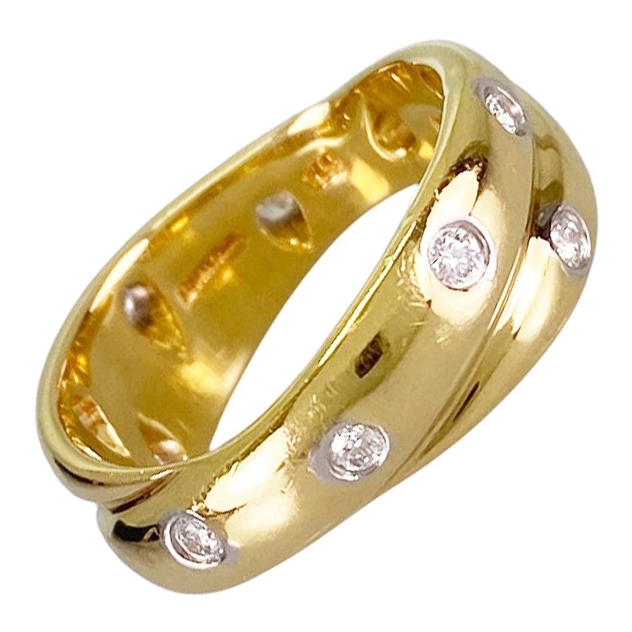 TIFFANY&CO. DOTS TWIST YELLOW GOLD DIAMOND RING: TIFFANY&Co. Dots Twist Yellow gold Diamond Ring Brand: TIFFANY&Co. Type/Style: Ring Material: 18K Yellow Gold Platinum 950 Color: Gold Silver Size: US 7 Accessories: None Accessories Notice: When