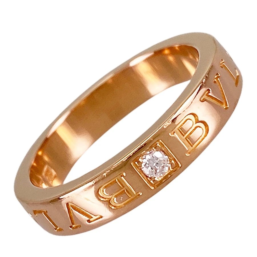 BVLGARI DOUBLE LOGO ROSE GOLD DIAMOND RING: BVLGARI Double Logo Rose gold Diamond Ring Brand: BVLGARI Type/Style: Ring Material: 18K Rose Gold Color: RG Size: US 6.5 Accessories: None Accessories Notice: When purchasing pre-owned goods, please