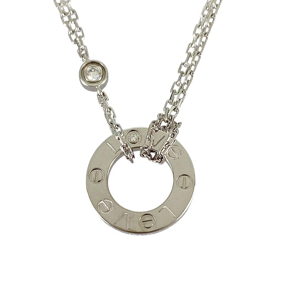 CARTIER LOVE CIRCLE WHITE GOLD DIAMOND NECKLACE: Cartier Love Circle White gold Diamond Necklace Brand: Cartier Type/Style: Necklace Material: 18K White Gold Color: Silver Size: Top size:12.9mm Necklace full length:41cm Accessories: None
