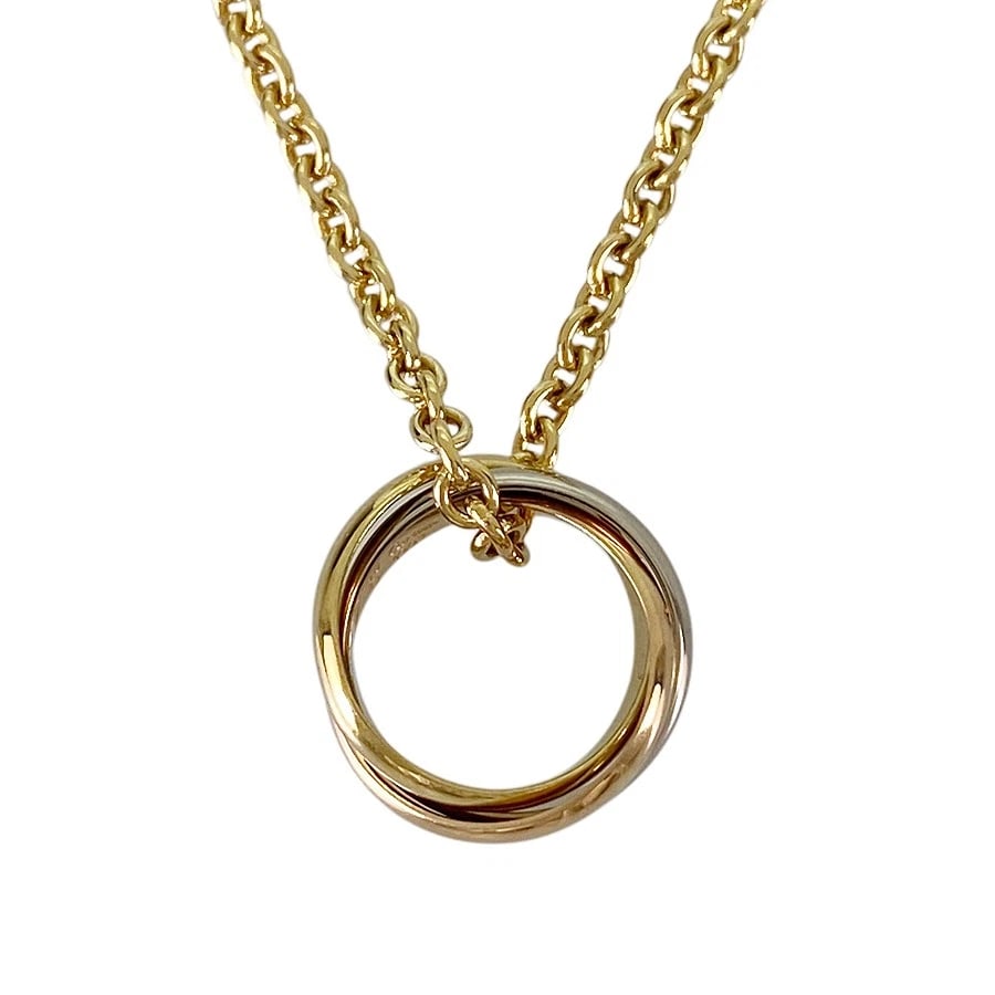 CARTIER TRINITY YELLOW GOLD NECKLACE: Cartier Trinity Yellow gold Necklace Brand: Cartier Type/Style: Necklace Material: 18K Yellow Gold 18K White Gold 18K Rose Gold Color: YG WG RG Size: Top size:11.3cm Necklace full length:43cm