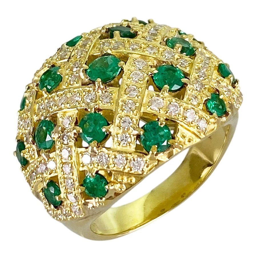 RING YELLOW GOLD EMERALD DIAMOND (1 of 5)