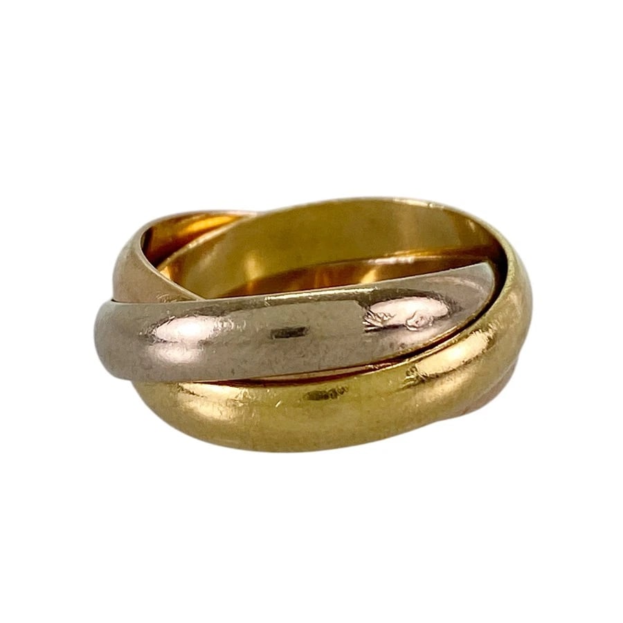 CARTIER TRINITY MM YELLOW GOLD RING: Cartier Trinity MM Yellow gold Ring Brand: Cartier Type/Style: Ring Material: 18K Yellow Gold 18K White Gold 18K Rose Gold Color: YG WG RG Size: US 4.5-5 Accessories: None Accessories Notice: When