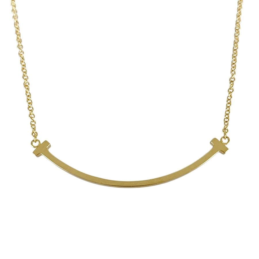 TIFFANY&CO. T SMILE SMALL YELLOW GOLD NECKLACE: TIFFANY&Co. T Smile Small Yellow gold Necklace Brand: TIFFANY&Co. Type/Style: Necklace Material: 18K Yellow Gold Color: Gold Size: Top size:3.6mmx36.8mm Necklace full length:45cm Accessories: None