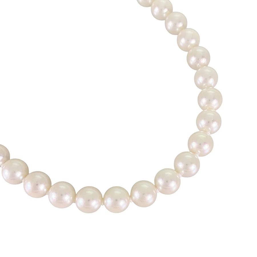 NECKLACE SILVER WHITE GOLD AKOYA PEARL: Necklace Silver White gold Akoya Pearl Brand: Unsigned Jewelry Type/Style: Necklace Material: Silver 14K White Gold Main Stone Pearl Color: Silver WG Size: Necklace full length:46cm Accessories: N
