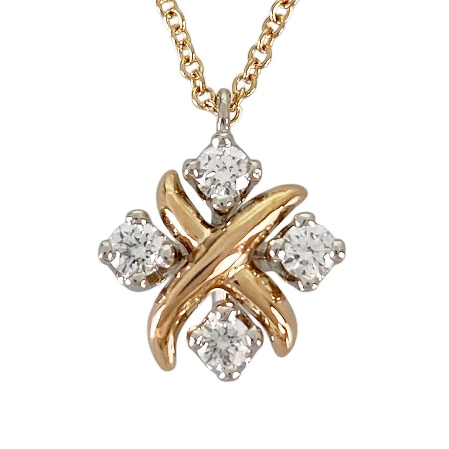 TIFFANY&CO. SCHLUMBERGER ROSE GOLD DIAMOND NECKLACE: TIFFANY&Co. Schlumberger Rose gold Diamond Necklace Brand: TIFFANY&Co. Type/Style: Necklace Material: 18K Rose Gold Platinum 950 Color: RG Silver Size: Top size:10.6mm Necklace full length:40.5cm