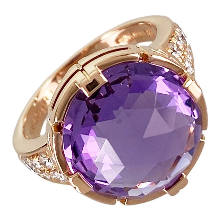 BVLGARI COCKTAIL ROSE GOLD AMETHYST DIAMOND RING (1 of 5)