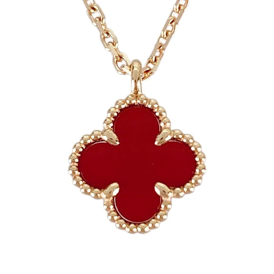 VAN CLEEF & ARPELS SWEET ALHAMBRA ROSE GOLD CARNELIAN NECKLACE: Van Cleef & Arpels Sweet Alhambra Rose gold Carnelian Necklace Brand: Van Cleef & Arpels Type/Style: Necklace Material: 18K Rose Gold Color: RG Size: Motif size:9.1mmx9.1mm Necklace full length:40cm