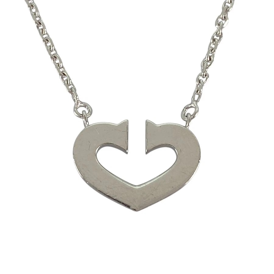 CARTIER HEART WHITE GOLD NECKLACE: Cartier Heart White gold Necklace Brand: Cartier Type/Style: Necklace Material: 18K White Gold Color: Silver Size: Top size:12.6mmx17.0mm Necklace full length:40cm Accessories: None Accessories